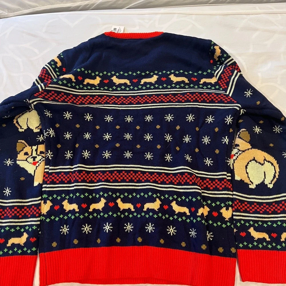 Men's Christmas Ugly Sweater - Navy and Red - Picture 4 of 4